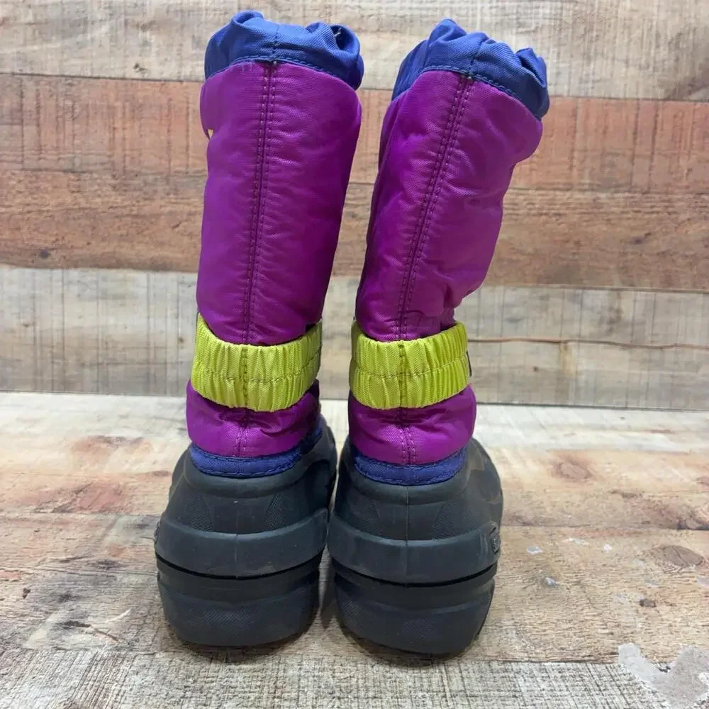 Sorel Snow Boots Kids Size 1 32 Purple Blue Nylon Waterproof Winter NY1885-484